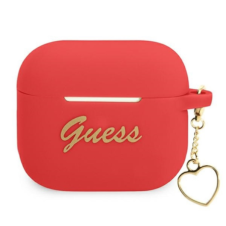 Original Handyhülle APPLE AIRPODS 3 Guess Silicone Charm Heart Collection (GUA3LSCHSR) rot