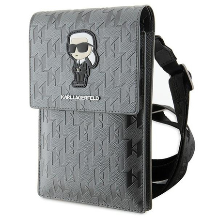 Torebka Karl Lagerfeld Saffiano Monogram Ikonik (KLWBSAKHPKG) srebrne