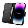 iCarer Wallet Case 2in1 etui iPhone 14 Pro skórzany pokrowiec z klapką Anti-RFID czarny (WMI14220726-BK)