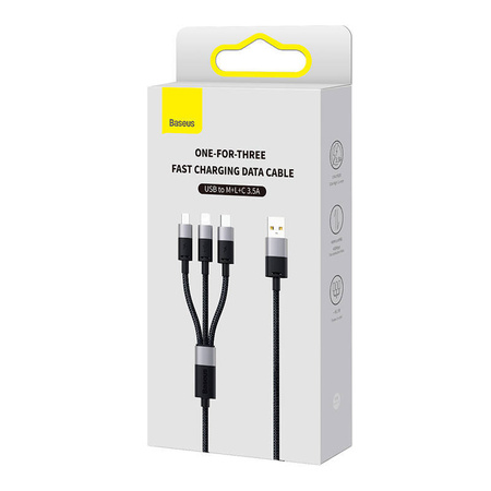 Kabel USB 3w1 Baseus StarSpeed, USB-C + micro USB + Lightning, 3,5A, 1.2m (czarny)