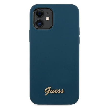 Guess GUHCP12SLSLMGBL iPhone 12 mini 5,4" niebieski/blue hardcase Metal Logo Script