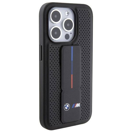 Original Handyhülle APPLE IPHONE 15 PRO MAX BMW Hardcase Grip Stand Smooth & Perforated (BMHCP15XGSPPRK) schwarz