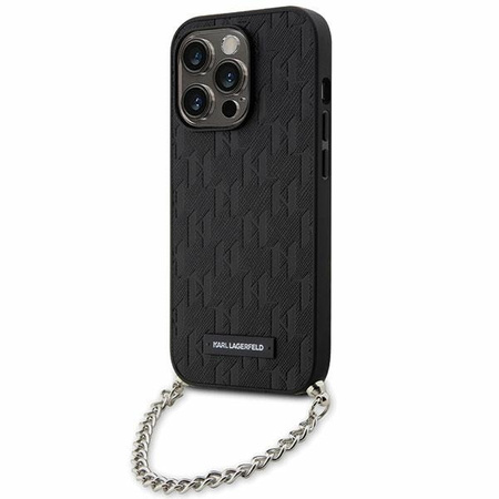 Karl Lagerfeld KLHCP14LSACKLHPK iPhone 14 Pro 6.1&quot; black/black hardcase Saffiano Monogram Chain