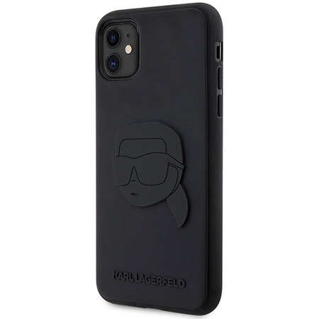 Original Handyhülle IPHONE 11 Karl Lagerfeld Hardcase Rubber Karl Head 3D (KLHCN613DRKNK) schwarz