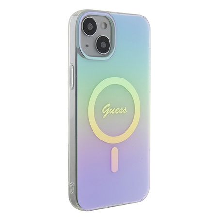 Original Case APPLE IPHONE 15 PLUS Guess Hardcase IML Iridescent MagSafe (GUHMP15MHITSQ) turquoise