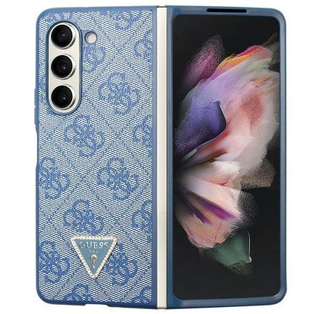 Original Case SAMSUNG GALAXY Z FOLD 5 Guess Hardcase Leather 4G Triangle Strass (GUHCZFD5P4TDPB) blue