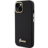 Guess Silicone Script Metal Logo &amp; Frame case for iPhone 15 - black