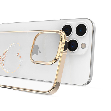 Kingxbar Wish Series case for iPhone 14 Plus decorated with golden crystals