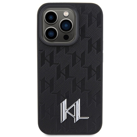 Karl Lagerfeld nakładka do iPhone 15 Pro Max 6,7" KLHCP15XPKLPKLK czarna HC Hot Stamp Monogram KL Metal Logo