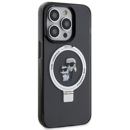 Karl Lagerfeld KLHMP13LHMRSKCK iPhone 13 Pro 6.1&quot; black/black hardcase Ring Stand Karl&amp;Choupette MagSafe