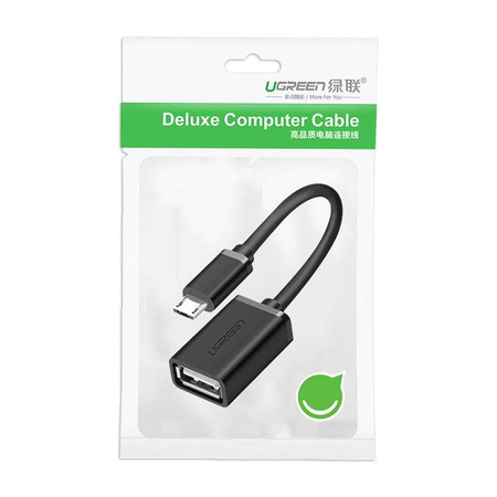 Ugreen kabel adapter przejściówka OTG USB (żeński) - micro USB (męski) 12 cm USB 2.0 480 Mbps czarny (US133 10396)