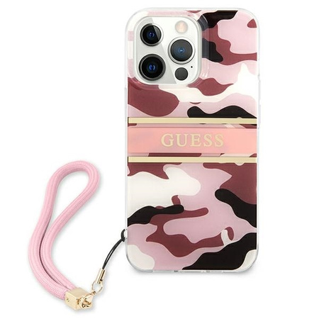 Guess nakładka do iPhone 13 Pro Max 6,7&quot; GUHCP13XKCABPI różowy hard case Camo Strap Collection