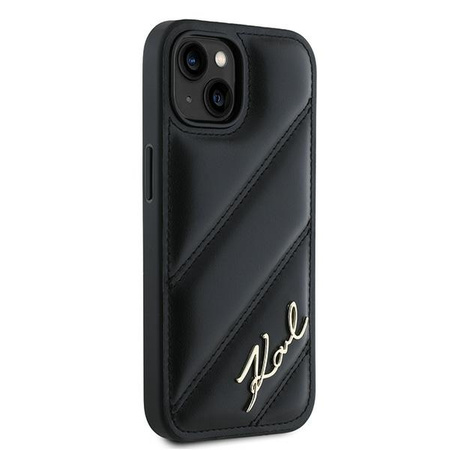 Karl Lagerfeld KLHCP13MPQDSMGK iPhone 13 6.1" czarny/black hardcase Diagonal Quilted Script