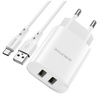 Borofone Ładowarka sieciowa BN2 Super - 2xUSB - 2,1A z kablem USB na Typ C biała