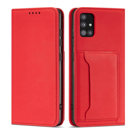 Magnet Card Case Case for Samsung Galaxy A12 5G Pouch Wallet Card Holder Red