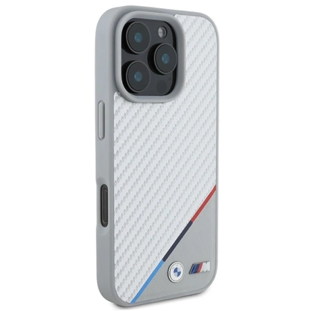 BMW M Carbon Tricolor Line MagSafe Case for iPhone 16 Pro Max - Gray