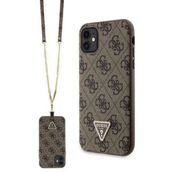 Original Case IPHONE 11 / XR Guess Hardcase Crossbody 4G Metal Logo (GUHCN61P4TDSCPW) brown