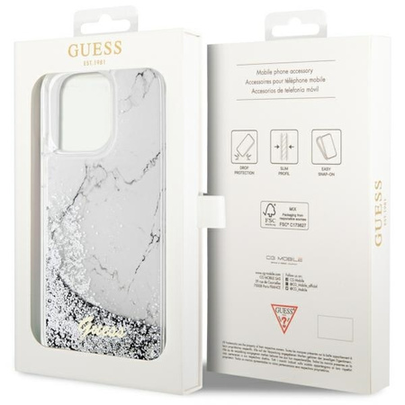 Guess GUHCP14XLCSGSGH iPhone 14 Pro Max 6.7" biały/white hardcase Liquid Glitter Marble