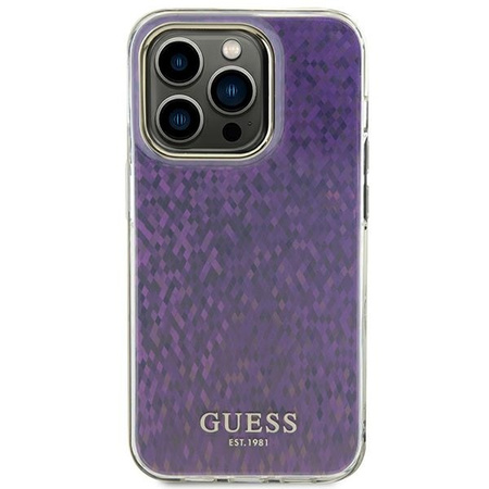 Etui Guess IML Faceted Mirror Disco Iridescent do iPhone 15 Pro - różowe