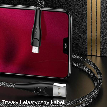 USAMS Kabel pleciony U41 microUSB 1m 2A czerwony/red SJ393USB02 (US-SJ393) Fast Charge