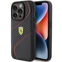 Etui Ferrari Twist Metal Logo na iPhone 15 Pro - czarne