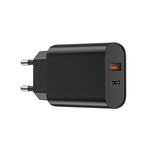 WIWU ładowarka sieciowa Wi-U002 PD + QC 20W 1x USB 1x USB-C czarna