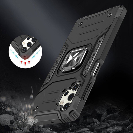 Wozinsky Ring Armor Tough Hybrid Case Cover + Magnethalterung für Samsung Galaxy A13 5G schwarz