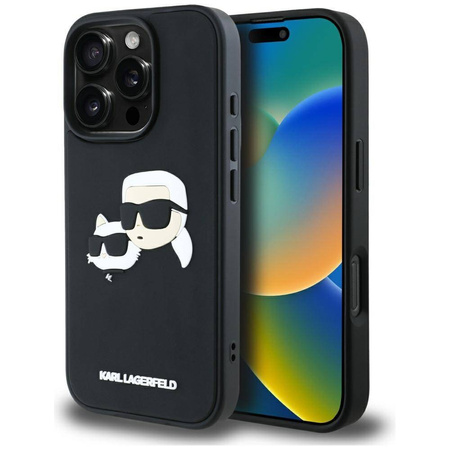 Schutzhülle IPHONE 16 PRO Karl Lagerfeld HC 3D Rubber Double Heads schwarz