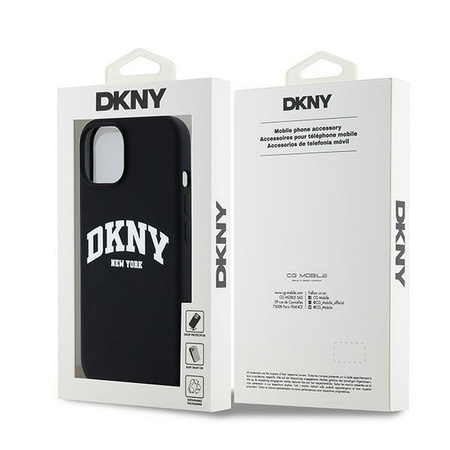 DKNY DKHMP15SSNYACH iPhone 15 / 14 / 13 6.1" czarny/black hardcase Liquid Silicone White Printed Logo MagSafe