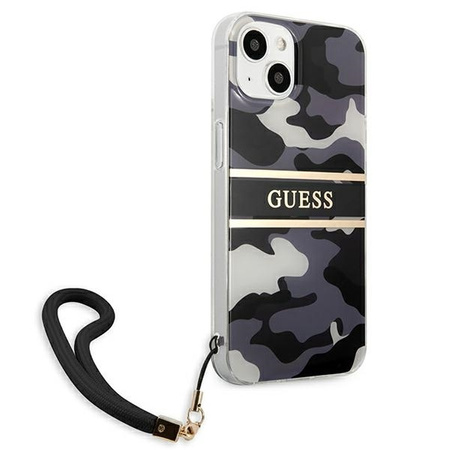 Guess nakładka do iPhone 13 Mini 5,4&quot; GUHCP13SKCABBK czarny hard case Camo Strap Collection