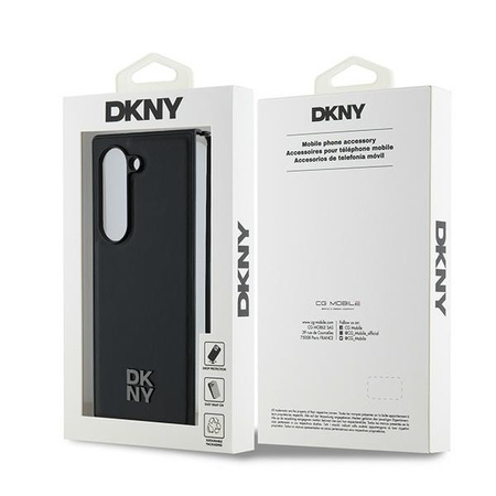 DKNY DKHMZFD6PSMCSLK Z Fold6 F956 czarny/black Magsafe Plain Leather Metal Stack Logo