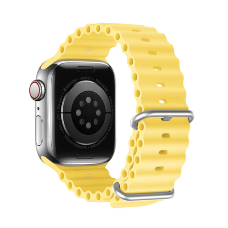 Dux Ducis Strap Watch Strap 8 / 7 / 6 / 5 / 4 / 3 / 2 / SE (45 / 44 / 42mm) Silicone Band Bracelet Yellow (OceanWave Version)