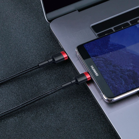 Baseus Cafule Cable wytrzymały nylonowy kabel przewód USB-C PD / USB-C PD PD2.0 60W 20V 3A QC3.0 1M czarny-czerwony (CATKLF-G91)