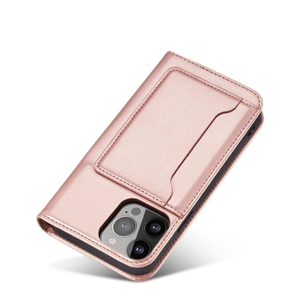 Magnet Card Case case for iPhone 14 Plus flip cover wallet stand pink