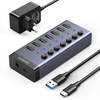 Ugreen Multifunktions HUB 7in1 USB Typ C - 7x USB Typ A 3.0 PD DC 12V grau (CM481)