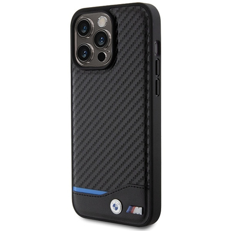 BMW Leder-Carbon-Hülle für iPhone 15 Pro Max – Schwarz