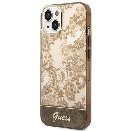 Original Case IPHONE 14 Guess Hardcase Porcelain Collection (GUHCP14SHGPLHC) gold