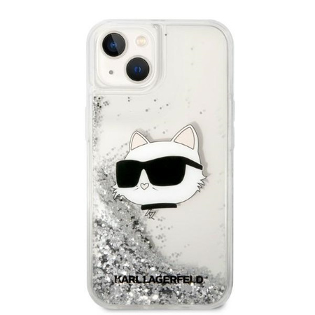 Karl Lagerfeld Liquid Glitter NFT Choupette Head - Etui iPhone 14 Plus (srebrny)