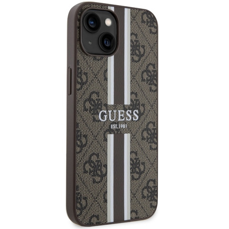 Guess GUHMP14SP4RPSW iPhone 14 6,1&quot; braun/braunes Hardcase 4G bedruckte Streifen MagSafe