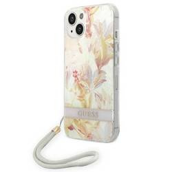 Original Handyhülle IPHONE 14 PLUS Guess Hardcase Flower Strap (GUOHCP14MHFLSU) violett