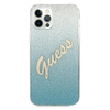 Guess Glitter Gradient Script - Etui iPhone 12 / iPhone 12 Pro (niebieski)