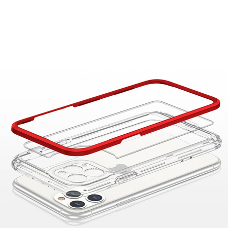 Klare 3in1 Hülle für iPhone 11 Pro Max Frame Cover Gel Rot