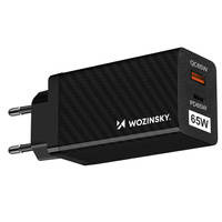 Wozinsky 65W GaN-Ladegerät mit USB-Anschlüssen, USB C unterstützt QC 3.0 PD schwarz (WWCG01)