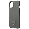 Original Handyhülle IPHONE 13 MINI Guess Hardcase Saffianotriangle Logo (GUHCP13SPSATLG) silber