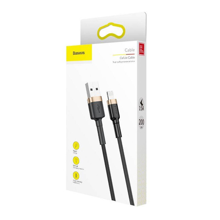 Baseus Cafule Cable - Kabel połączeniowy USB do Lightning, 1.5 A, 2 m (złoty/czarny)