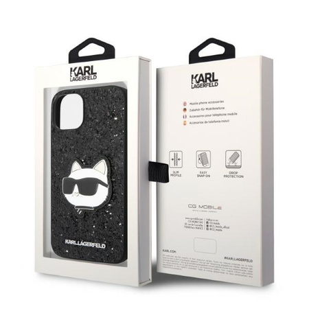 Karl Lagerfeld NFT Glitter Choupette Patch - Etui iPhone 14 Plus (czarny)