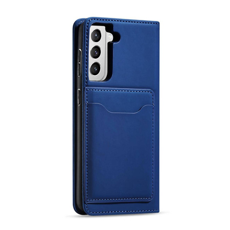 Magnet Kartenetui für Samsung Galaxy S22+ (S22 Plus) Tasche Wallet Card Holder Blau