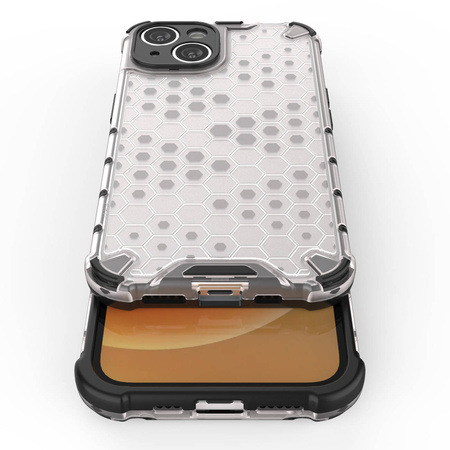 Honeycomb case for iPhone 14 armored hybrid cover transparent