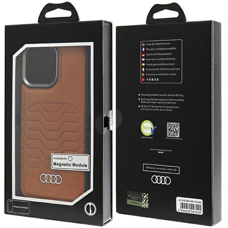 Audi Synthetic Leather MagSafe iPhone 15 Pro Max 6.7" brązowy/brown hardcase AU-TPUPCMIP15PM-GT/D3-BN