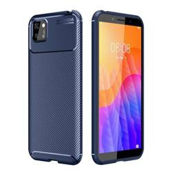 Etui HUAWEI Y5P Pancerne Shockproof  Carbon Fiber niebieskie